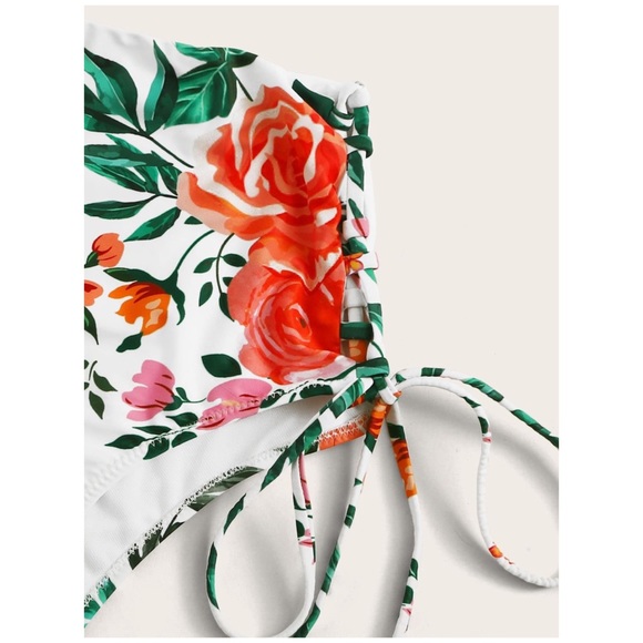 CLEARANCE Floral Smocked Off Shoulder High Waisted Bikini - Picture 5 of 6